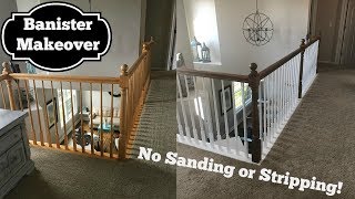 Oak Banister Makeover  Gel Stain With No Stripping [upl. by Eneleoj]