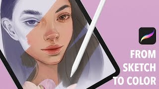 How to color your sketch in Procreate tutorial by Haze Long [upl. by Eilliw]