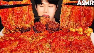 COOKING ASMR  Spicy enoki mushrooms mukbang  recipe amp no talking eating sounds [upl. by Oruntha]