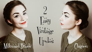 2 Easy Vintage Hairstyles  Hair Tutorial [upl. by Utas]