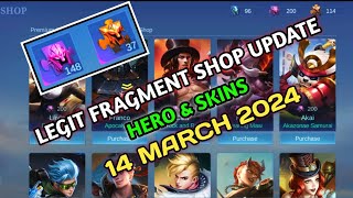 LEGIT FRAGMENT SHOP UPDATE  MARCH 2024 FRAGMENT SHOP UPDATE  Mobile Legends ✓ [upl. by Klump667]