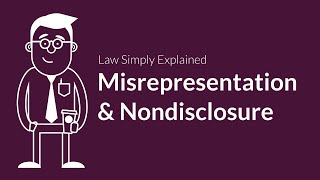 Misrepresentation and Nondisclosure  Contracts  Defenses amp Excuses [upl. by Asyar]