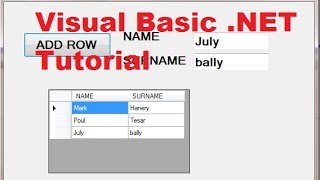 Visual Basic NET Tutorial 44  How To Use DataGridView Adding rows [upl. by Meijer]