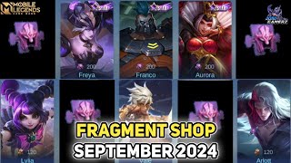 UPDATE FRAGMENT SHOP SEPTEMBER 2024  MOBILE LEGENDS [upl. by Henricks667]