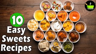 10 Easy Sweets  Indian Sweets  Quick and Easy Sweets Recipes  Instant Indian Sweets Recipes [upl. by Zimmer]