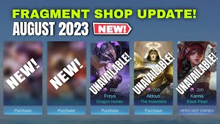 AUGUST 2023 RARE FRAGMENT SHOP UPDATE MLBB [upl. by Mariellen]