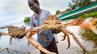 Huge Caribbean KING CRAB 🦀 RUNDOWN Jamaican Seafood Tour  Jamaica 🇯🇲 [upl. by Marduk]