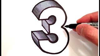 How to Draw the Number 3 in 3D [upl. by Yrgoerg]