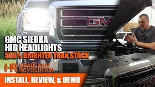 Installing GMC Sierra HID Headlights 500 Brighter  Headlight Revolution [upl. by Mcginnis]