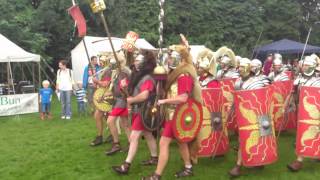 Roman Reenactment at the Amphitheatre in Caerleon Marching In [upl. by Coad]