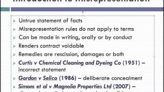 Misrepresentation Lecture 1 of 4 [upl. by Prowel994]