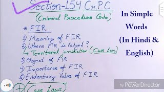 FIR  Section 154 CrPC [upl. by Akkeber417]