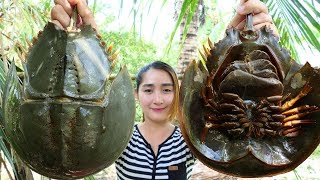 Yummy Horseshoe Crab Salad Cooking  Horseshoe Crab Cooking  Cooking With Sros [upl. by Esinad]