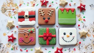 Simple amp Easy CHRISTMAS COOKIE SQUARES  6 Simple Christmas Designs [upl. by Riabuz]