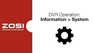 ZOSI DVR Operation  Information  System [upl. by Lenee53]