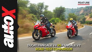 Ducati Panigale V4 vs Panigale V2  Road Test  Comparison  autoX [upl. by Lindberg]