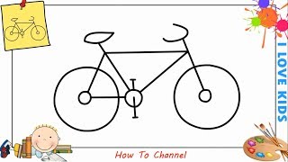 How to draw a bike bicycle EASY step by step for kids beginners 3 [upl. by Kado614]